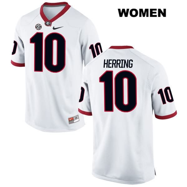 Georgia Bulldogs Women's Malik Herring #10 NCAA Authentic White Nike Stitched College Football Jersey VKZ1356TF